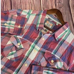True Grit Plaid Button Up Shirt Long Sleeve Cotton Multi Color Casual Mens XL